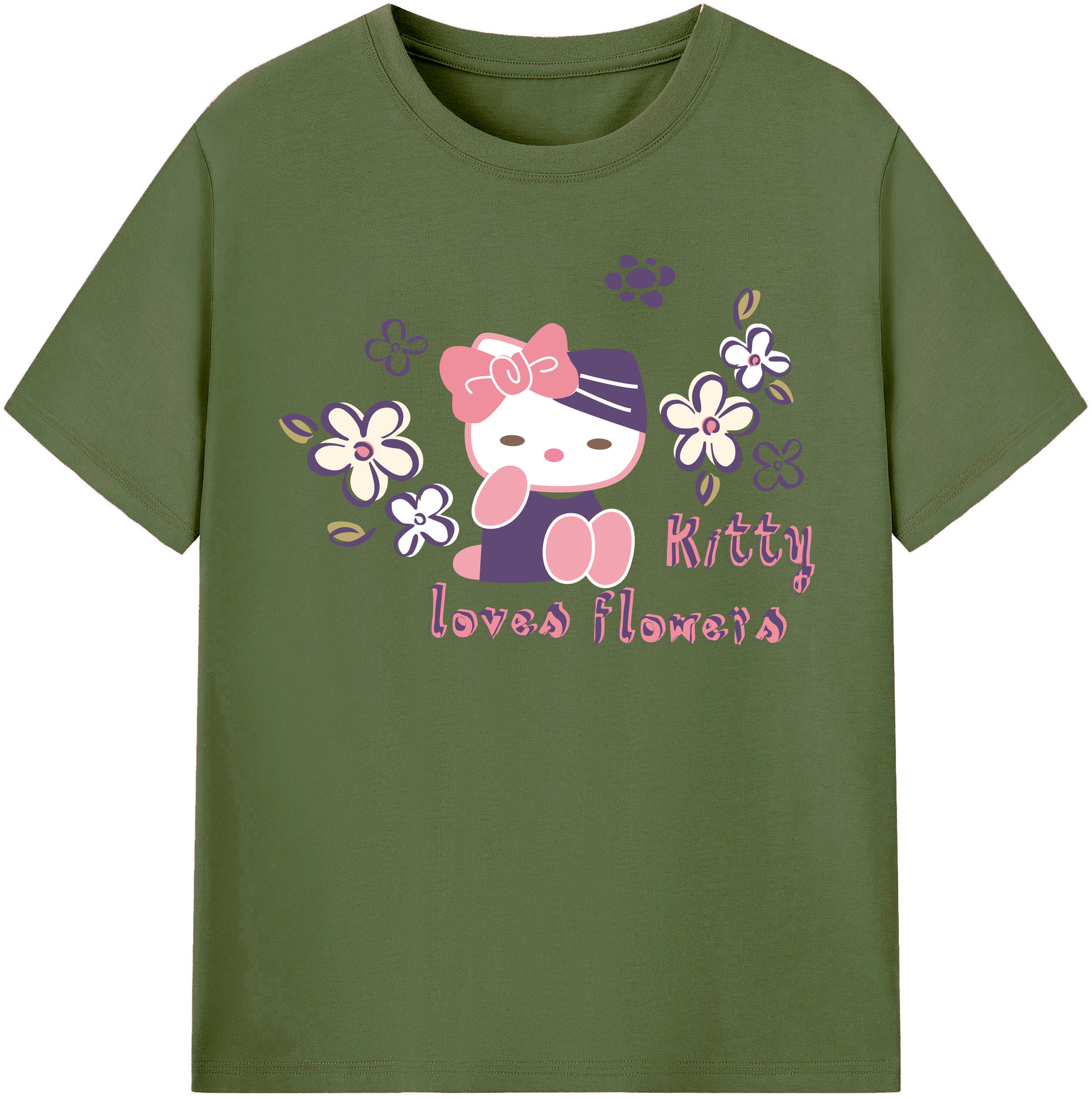 （画像用） Hello Kitty ハローキティ 綿100％半袖Tシャツ（フロントプリント）